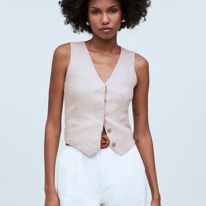Madewell Women's Beige Single Breasted Linen Vest